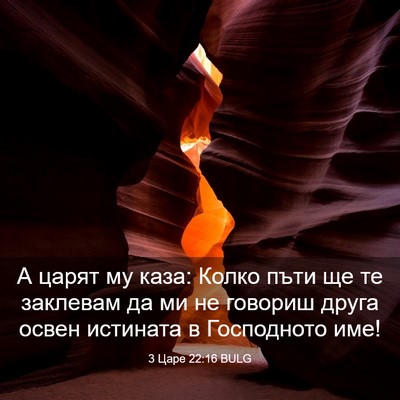 Picture 03 - 3 Царе 22:16 BULG - А царят му каза: Колко пъти - Bible Verse Picture