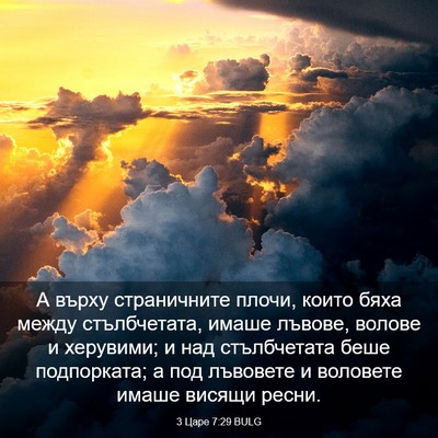 Picture 03 - 3 Царе 7:29 BULG - А върху страничните плочи, - Bible Verse Picture