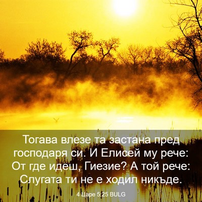 Picture 03 - 4 Царе 5:25 BULG - Тогава влезе та застана - Bible Verse Picture
