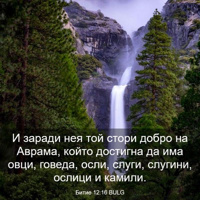 Picture 03 - Битие 12:16 BULG - И заради нея той стори - Bible Verse Picture