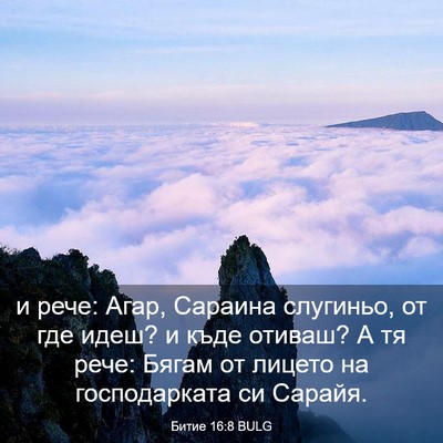 Picture 03 - Битие 16:8 BULG - и рече: Агар, Сараина - Bible Verse Picture