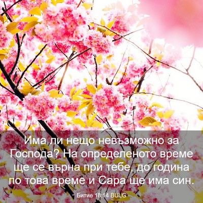 Picture 03 - Битие 18:14 BULG - Има ли нещо невъзможно за - Bible Verse Picture