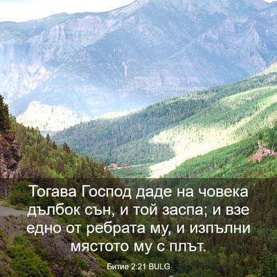 Picture 03 - Битие 2:21 BULG - Тогава Господ даде на - Bible Verse Picture