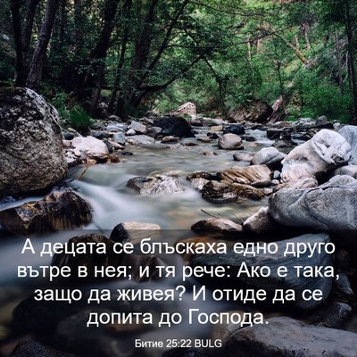 Picture 03 - Битие 25:22 BULG - А децата се блъскаха едно - Bible Verse Picture