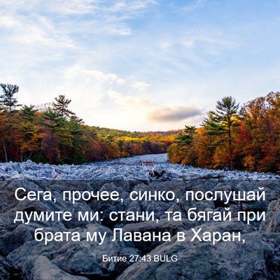 Picture 03 - Битие 27:43 BULG - Сега, прочее, синко, - Bible Verse Picture