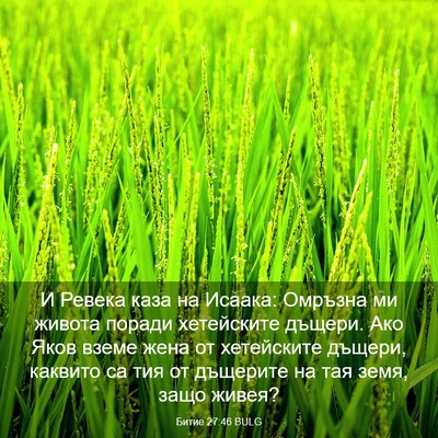 Picture 03 - Битие 27:46 BULG - И Ревека каза на Исаака: - Bible Verse Picture