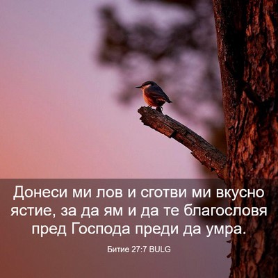 Picture 03 - Битие 27:7 BULG - Донеси ми лов и сготви ми - Bible Verse Picture