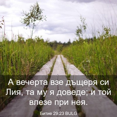Picture 03 - Битие 29:23 BULG - А вечерта взе дъщеря си - Bible Verse Picture