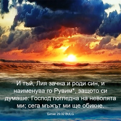 Picture 03 - Битие 29:32 BULG - И тъй, Лия зачна и роди син, - Bible Verse Picture