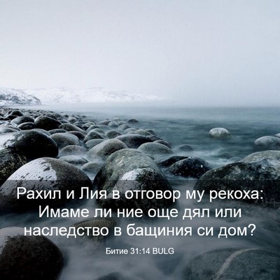 Picture 03 - Битие 31:14 BULG - Рахил и Лия в отговор му - Bible Verse Picture