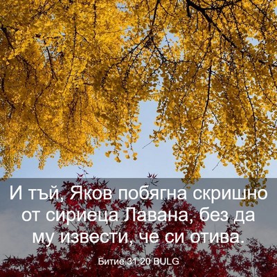 Picture 03 - Битие 31:20 BULG - И тъй, Яков побягна скришно - Bible Verse Picture