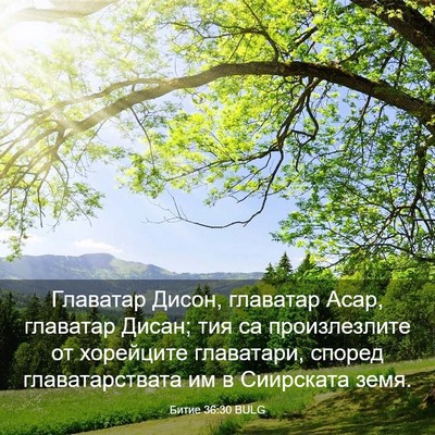 Picture 03 - Битие 36:30 BULG - Главатар Дисон, главатар - Bible Verse Picture