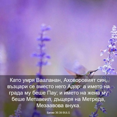 Picture 03 - Битие 36:39 BULG - Като умря Вааланан, - Bible Verse Picture