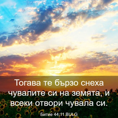 Picture 03 - Битие 44:11 BULG - Тогава те бързо снеха - Bible Verse Picture