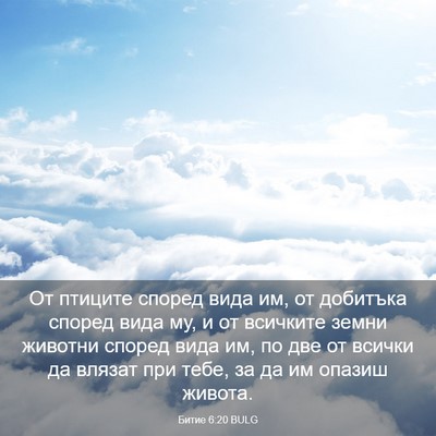 Picture 03 - Битие 6:20 BULG - От птиците според вида им, - Bible Verse Picture