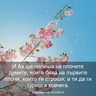 Picture 03 - Второзаконие 10:2 BULG - И Аз ще напиша на плочите - Bible Verse Picture