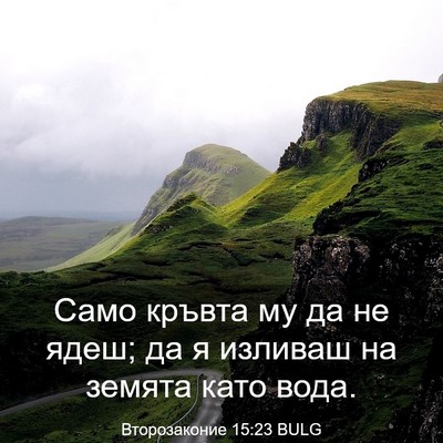 Picture 03 - Второзаконие 15:23 BULG - Само кръвта му да не ядеш; - Bible Verse Picture