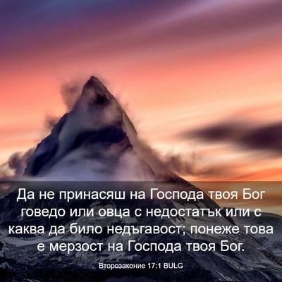 Picture 03 - Второзаконие 17:1 BULG - Да не принасяш на Господа - Bible Verse Picture