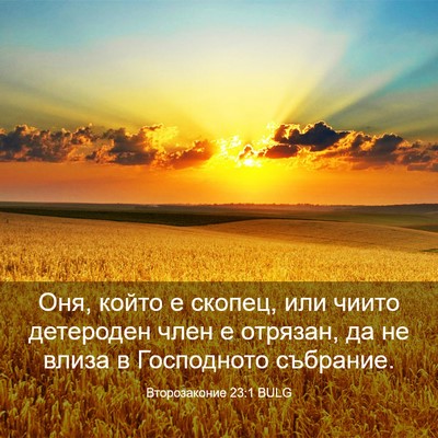 Picture 03 - Второзаконие 23:1 BULG - Оня, който е скопец, или - Bible Verse Picture