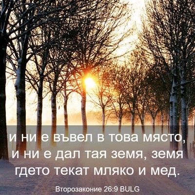 Picture 03 - Второзаконие 26:9 BULG - и ни е въвел в това място, и - Bible Verse Picture
