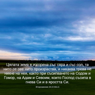 Picture 03 - Второзаконие 29:23 BULG - Цялата земя е изгорена със - Bible Verse Picture