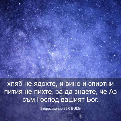 Picture 03 - Второзаконие 29:6 BULG - хляб не ядохте, и вино и - Bible Verse Picture