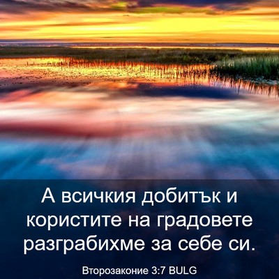 Picture 03 - Второзаконие 3:7 BULG - А всичкия добитък и - Bible Verse Picture
