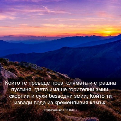 Picture 03 - Второзаконие 8:15 BULG - Който те преведе през - Bible Verse Picture