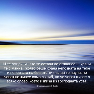 Picture 03 - Второзаконие 8:3 BULG - И те смири, и като те остави - Bible Verse Picture