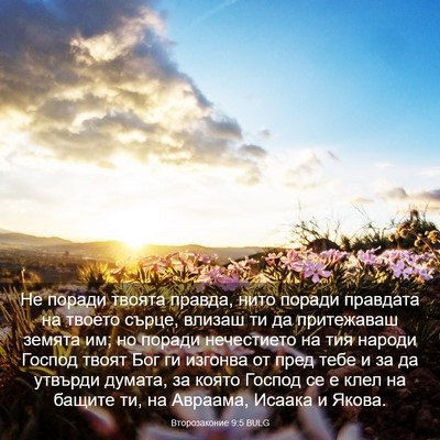 Picture 03 - Второзаконие 9:5 BULG - Не поради твоята правда, - Bible Verse Picture