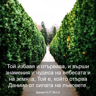 Picture 03 - Данаил 6:27 BULG - Той избавя и отървава, и - Bible Verse Picture