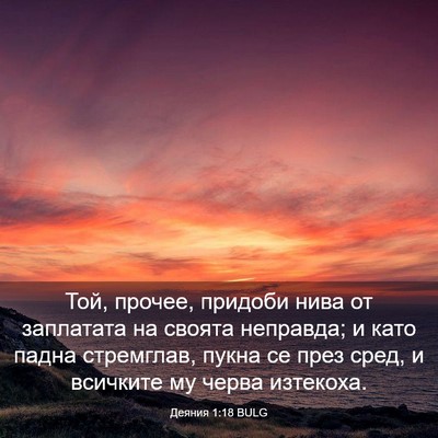 Picture 03 - Деяния 1:18 BULG - Той, прочее, придоби нива - Bible Verse Picture