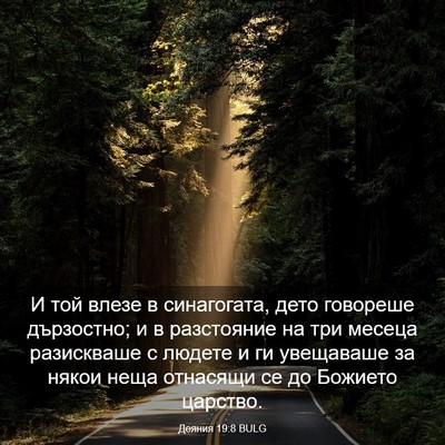 Picture 03 - Деяния 19:8 BULG - И той влезе в синагогата, - Bible Verse Picture