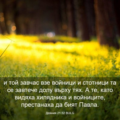 Picture 03 - Деяния 21:32 BULG - и той завчас взе войници и - Bible Verse Picture