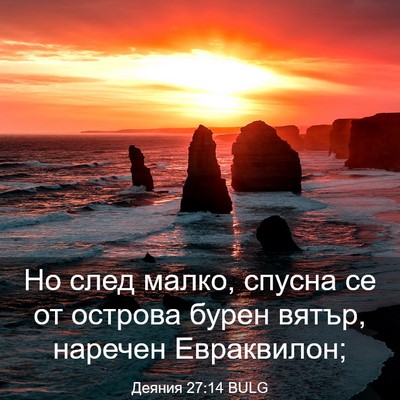 Picture 03 - Деяния 27:14 BULG - Но след малко, спусна се от - Bible Verse Picture