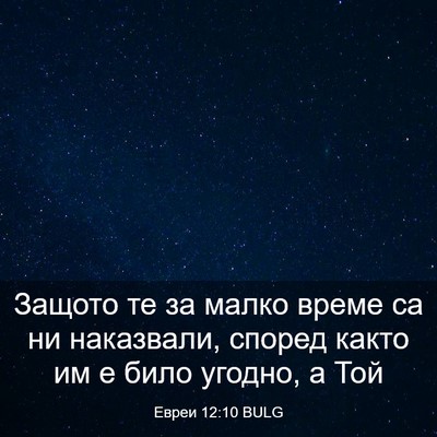 Picture 03 - Евреи 12:10 BULG - Защото те за малко време са - Bible Verse Picture