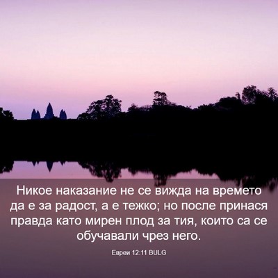 Picture 03 - Евреи 12:11 BULG - Никое наказание не се - Bible Verse Picture