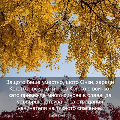 Picture 03 - Евреи 2:10 BULG - Защото беше уместно, щото - Bible Verse Picture