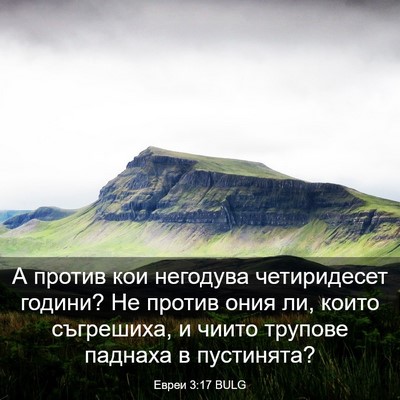 Picture 03 - Евреи 3:17 BULG - А против кои негодува - Bible Verse Picture