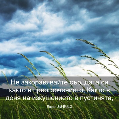 Picture 03 - Евреи 3:8 BULG - Не закоравявайте сърдцата - Bible Verse Picture