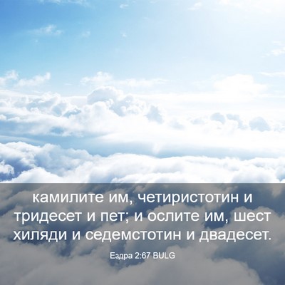 Picture 03 - Ездра 2:67 BULG - камилите им, четиристотин - Bible Verse Picture