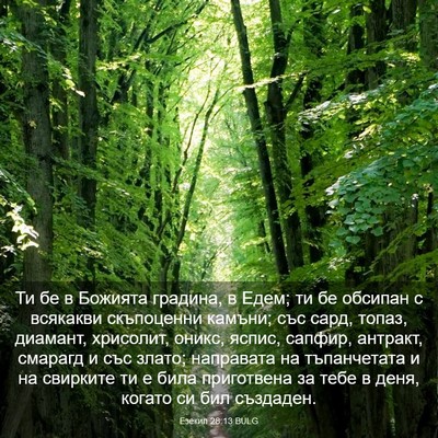 Picture 03 - Езекил 28:13 BULG - Ти бе в Божията градина, в - Bible Verse Picture