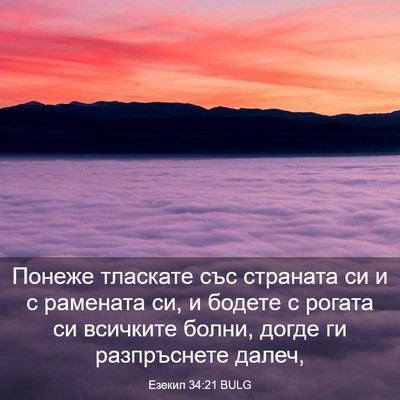 Picture 03 - Езекил 34:21 BULG - Понеже тласкате със - Bible Verse Picture