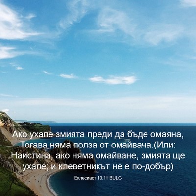 Picture 03 - Еклесиаст 10:11 BULG - Ако ухапе змията преди да - Bible Verse Picture
