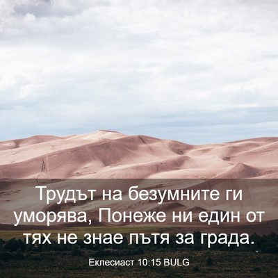 Picture 03 - Еклесиаст 10:15 BULG - Трудът на безумните ги - Bible Verse Picture