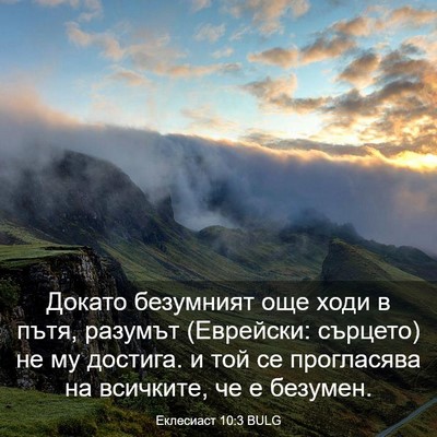 Picture 03 - Еклесиаст 10:3 BULG - Докато безумният още ходи - Bible Verse Picture