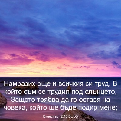 Picture 03 - Еклесиаст 2:18 BULG - Намразих още и всичкия си - Bible Verse Picture