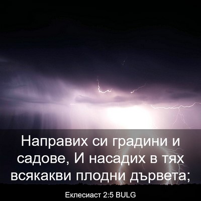 Picture 03 - Еклесиаст 2:5 BULG - Направих си градини и - Bible Verse Picture