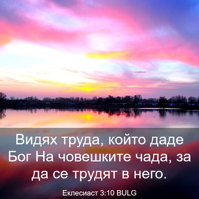 Picture 03 - Еклесиаст 3:10 BULG - Видях труда, който даде Бог - Bible Verse Picture