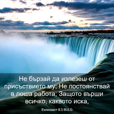 Picture 03 - Еклесиаст 8:3 BULG - Не бързай да излезеш от - Bible Verse Picture